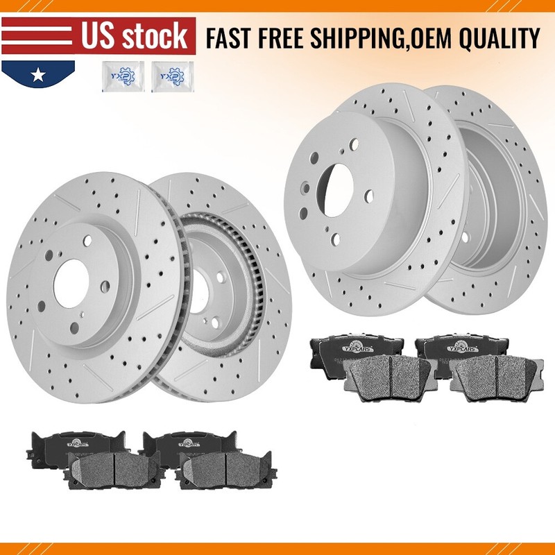 Front Rear Disc Rotors + Brake Pads for Toyota Camry Avalon Lexus ES350 ES300h