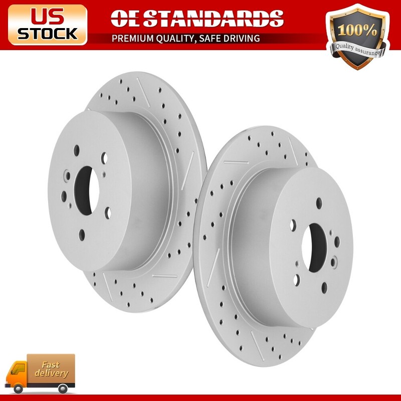 Rear Disc Drilled Brake Rotors for 2008 2009 2010 2011 – 2014 Toyota Highlander
