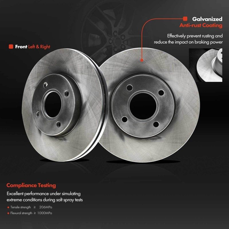 Front L & R Disc Brake Rotor & Brake Pads and Brake Caliper for Ford Focus 05-07 gallery