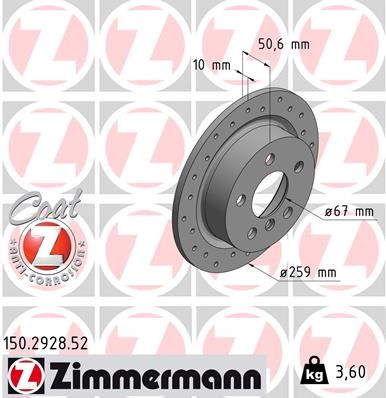 2X 150.2928.52 Zimmermann Brake Disc for Mini