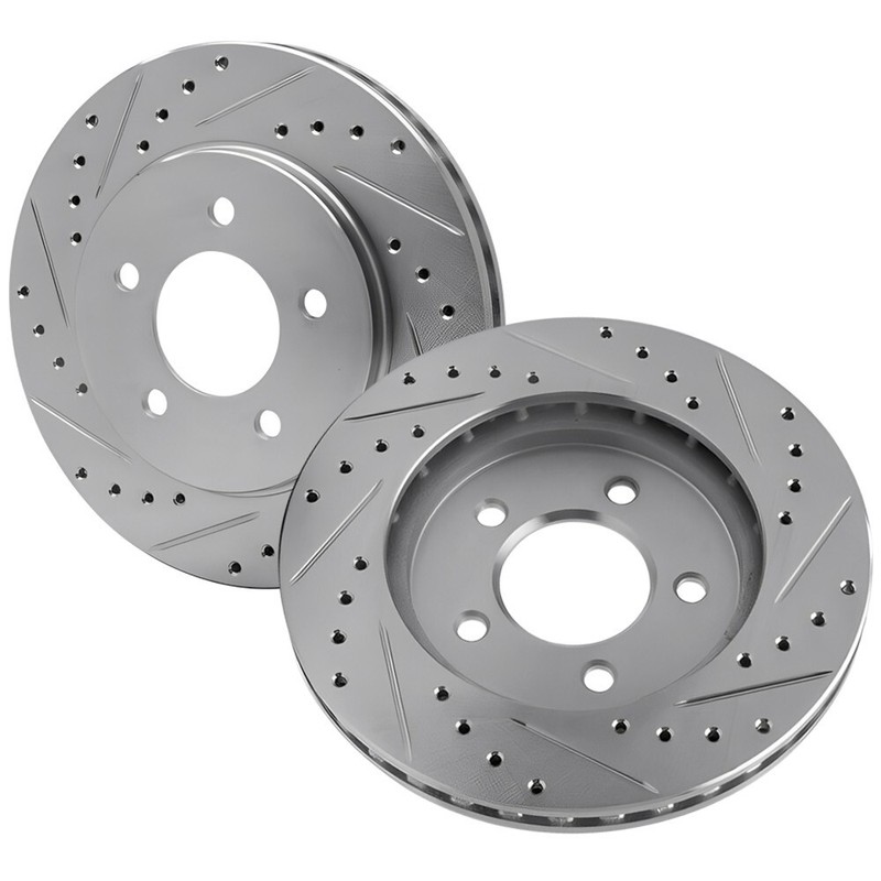 Rear Right & Left Drilled-Slotted Disc Brake Rotors For Dodge Caravan 07-00