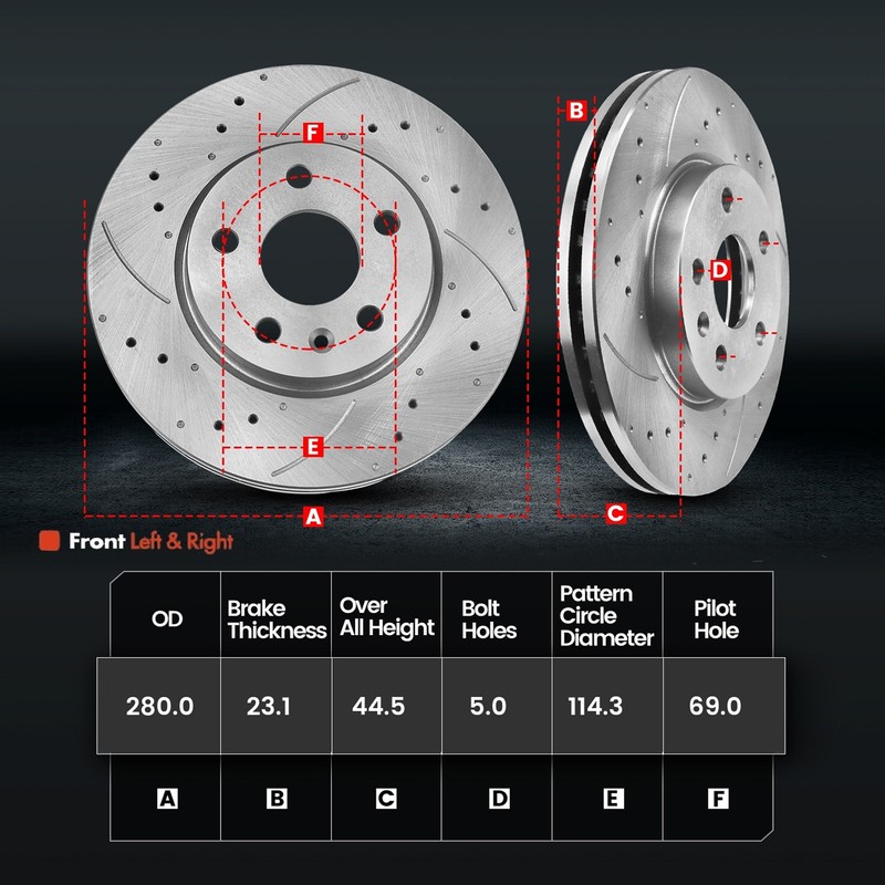 280mm Front Disc Rotors + Brake Pads for 2017-2020 Hyundai Elantra 1.4L 2.0L gallery