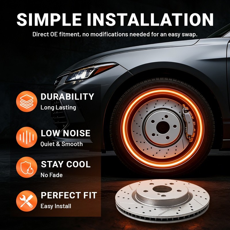 Front Drilled Slotted Disc Brake Rotor Set for 2015-2023 Ford Mustang gallery