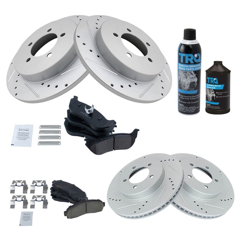TRQ Front & Rear Performance Rotor & Ceramic Brake Pad Kit w/Chemicals gallery
