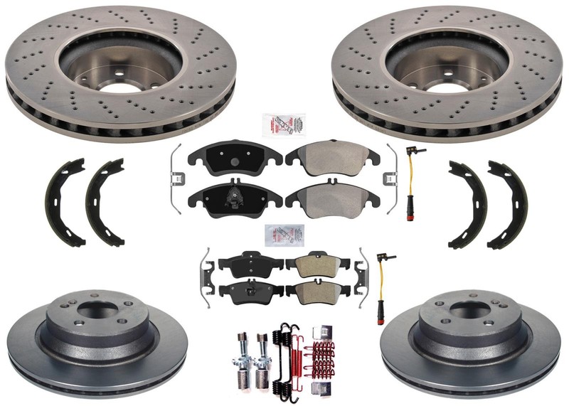 Drilled Frt Disc Brake Rotors Pads for Mercedes Benz E350 2010-2014 4Door 4Matic