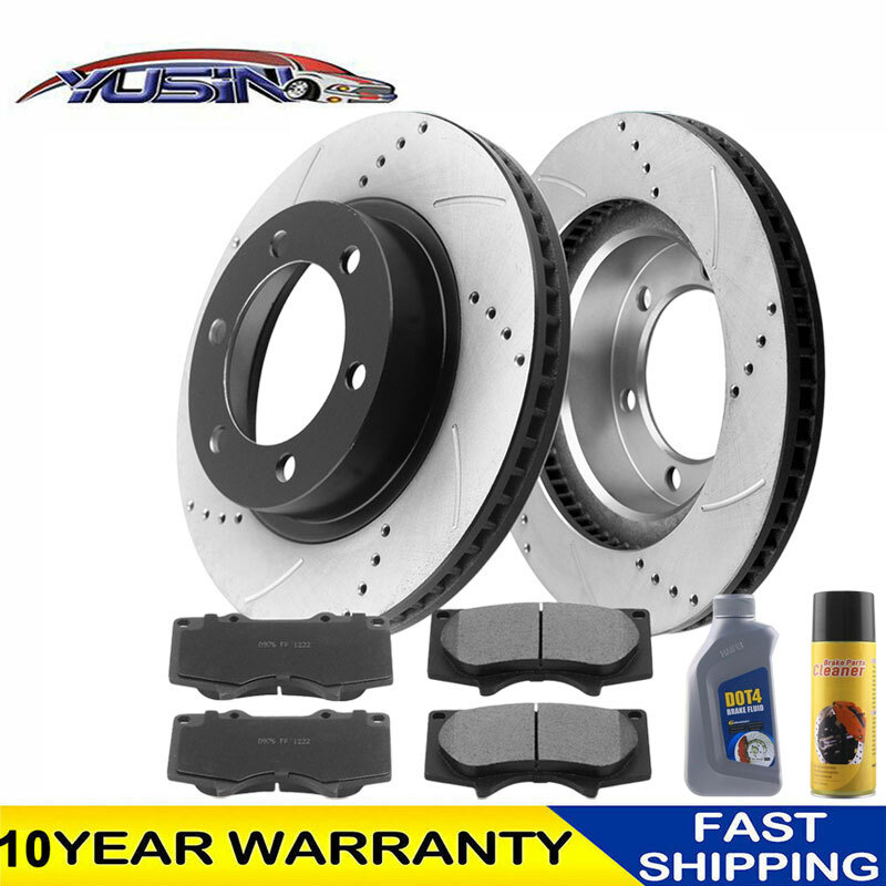 Front Brake Rotors Ceramic Brake Pads for Toyota Tacoma 2005-21 Drilled Slotted