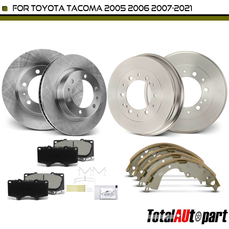 12x Brake Rotor & Pad & Brake Drum & Shoe for Toyota Tacoma 15-21 Front & Rear