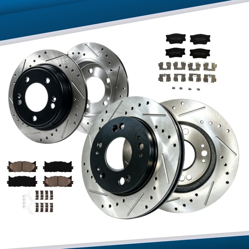 Front Rear Drilled Rotors Brake Ceramic Pads for Lexus Es350 Toyota Avalon 2017
