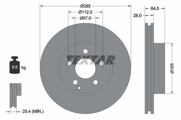 2X Textar 92163205 Front Brake Discs 295mm Vented Fits Mercedes C-class E-class