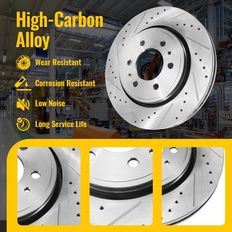 Front Drilled Rotors With Ceramic Brake Pads for Ford F-150 6 LUG F-15 2012-2020 gallery