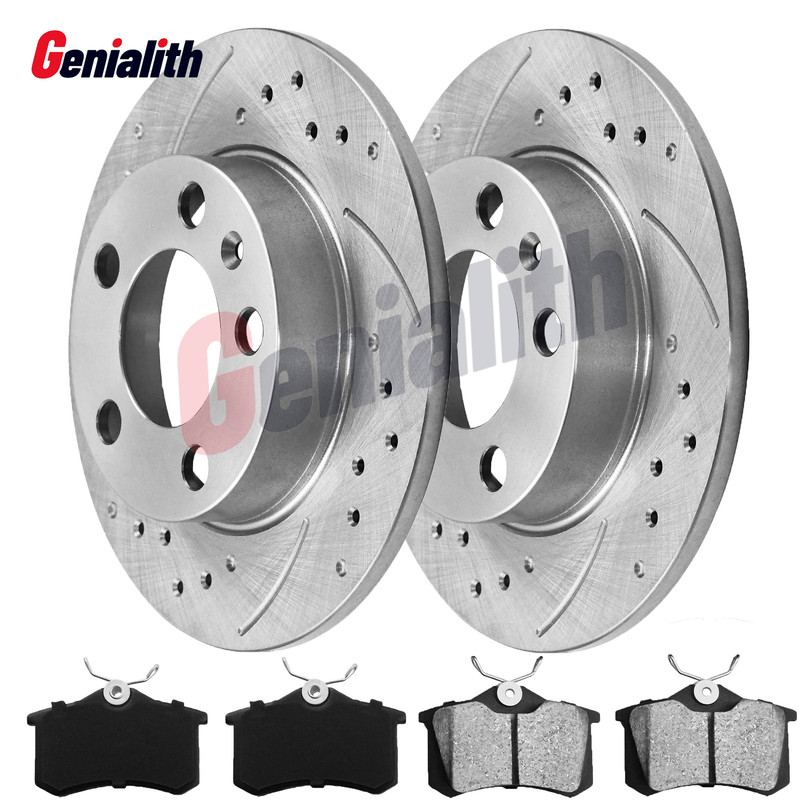 Rear Brake Disc Rotors & Ceramic Pads for Volkswagen Beetle Golf Jetta Audi TT