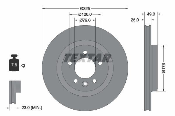 2x Brake Discs Set Rear Internally Vented Coated Fits Land Rover TEXTAR 92307803 gallery