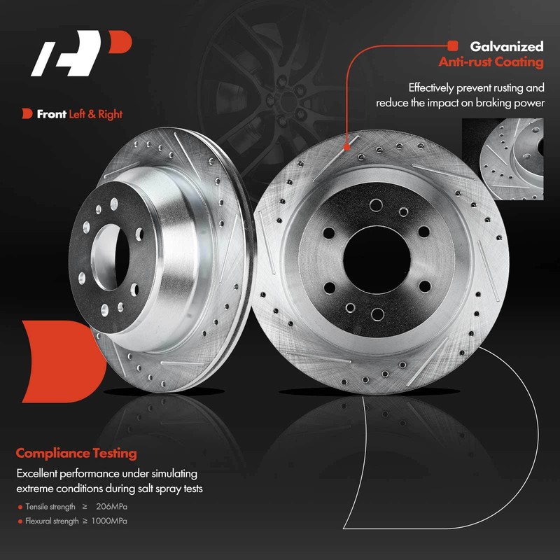 Rear Drilled Brake Rotor & Pads + Caliper for Chevy SSR Trailblazer GMC Buick gallery
