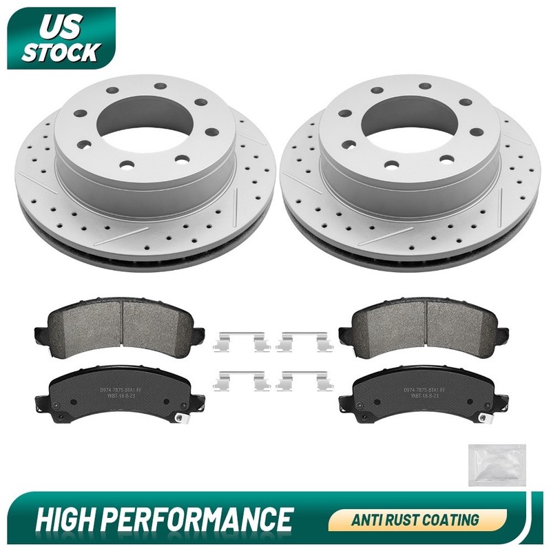 Rear Drilled Disc Rotors Brake Pads For Express Savana 2500 3500 2008 2009-2020