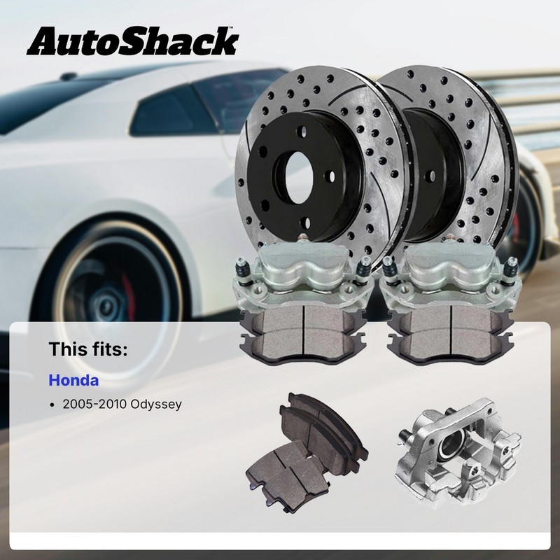 Front Drilled Slotted Brake Rotors Pads Calipers for Honda, Odyssey 2005-2010 gallery