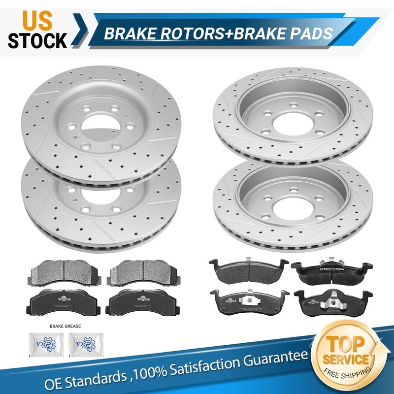 Front Rear Drilled Rotors Brake Pads for 2010-2017 Expedition Lincoln Navigator