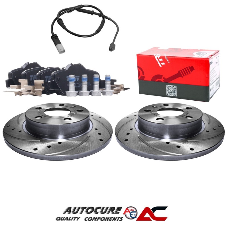 FOR MINI COOPER S 2.0 F55-F56 REAR BLUEPRINT GROOVED & DRILLED DISCS & TRW PADS