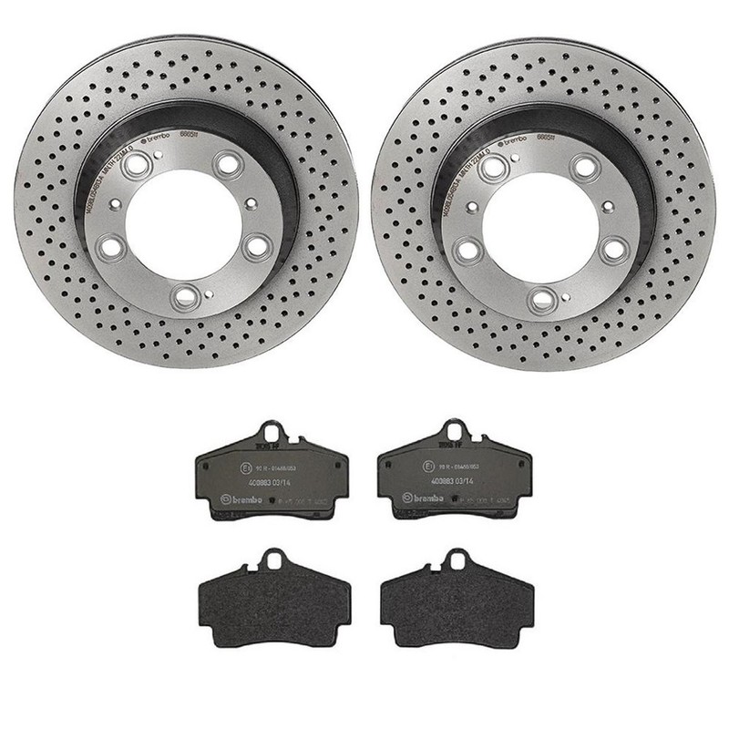 Brembo Rear Brake Kit 299mm Disc Rotors & Low-Met Pads For Porsche 996 911 99-08