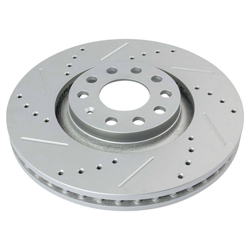 Performance Brake Rotor Drilled Slotted Front G-Coated Pair for Audi gallery