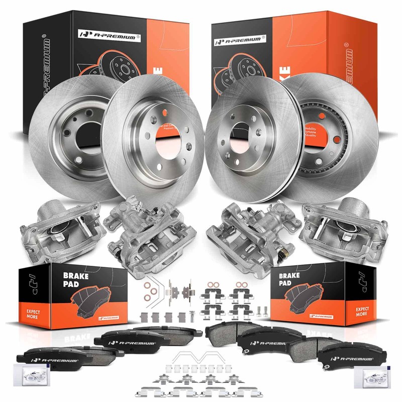16x Front & Rear Drilled Brake Rotor & Brake Pad+Brake Caliper for Lincoln Ford