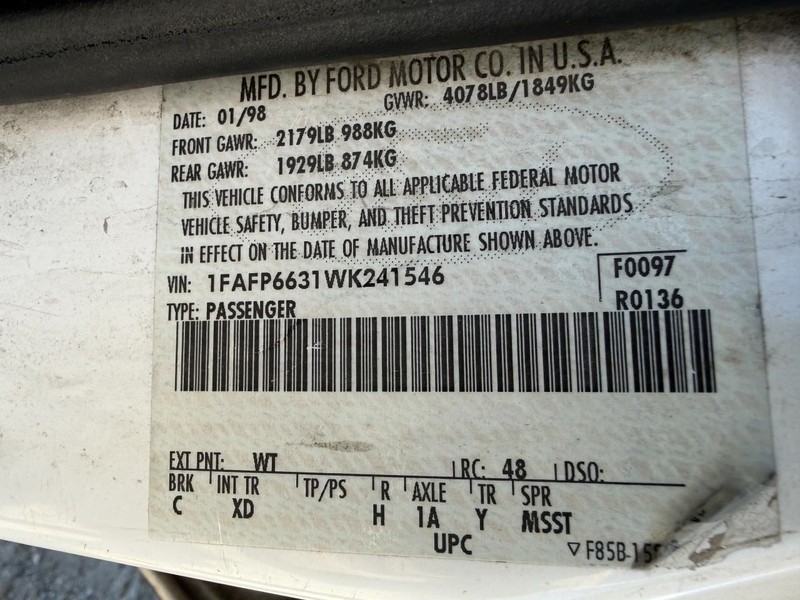 Front Brakes Excluding SVT Fits 95-00 CONTOUR 1493919 gallery