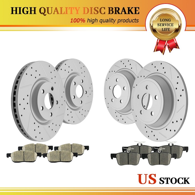 Front and SOLID Rear Brake Rotors Ceramic Brake Pads for FORD EDGE 2015-2020