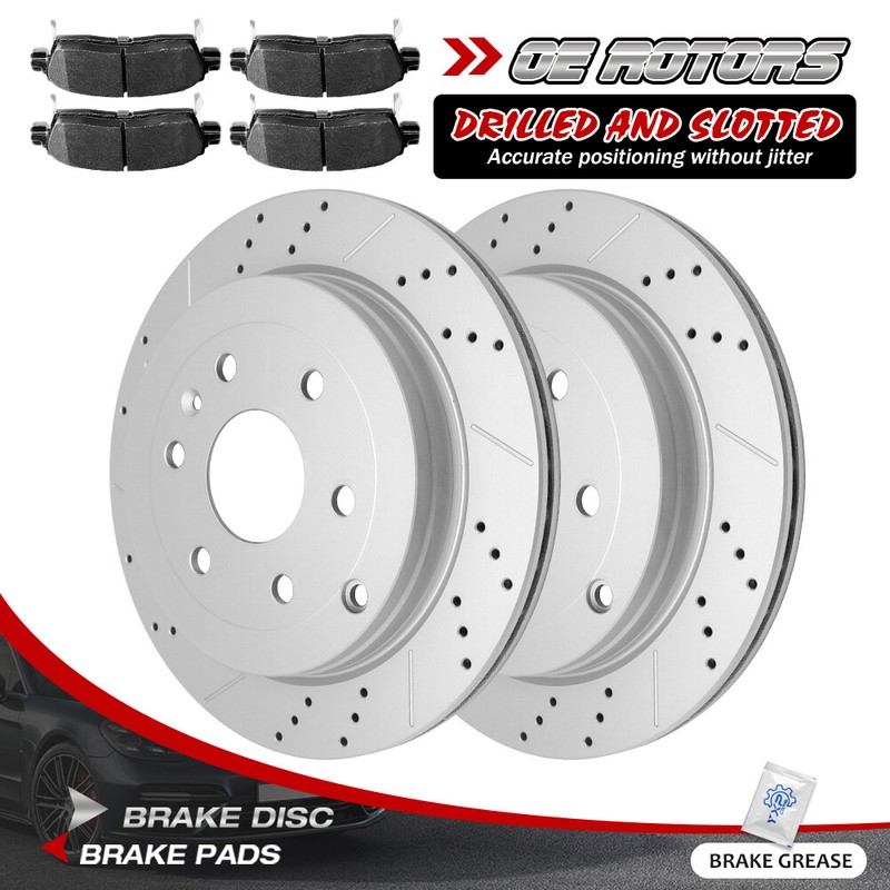 Rear Brake Rotors + Brake Pads for Chevy TRAVERSE GMC ACADIA Saturn Outlook