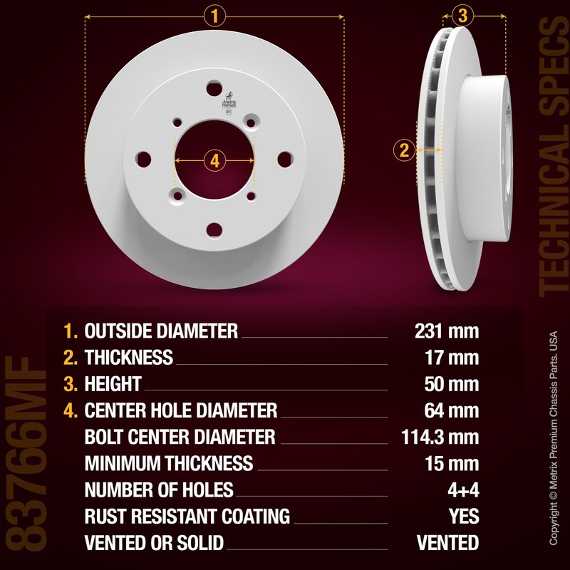 Front Disc Brake Rotor Set for 98-01 Chevy Metro 89-01 Suzuki Swift 9.09" 2PC gallery