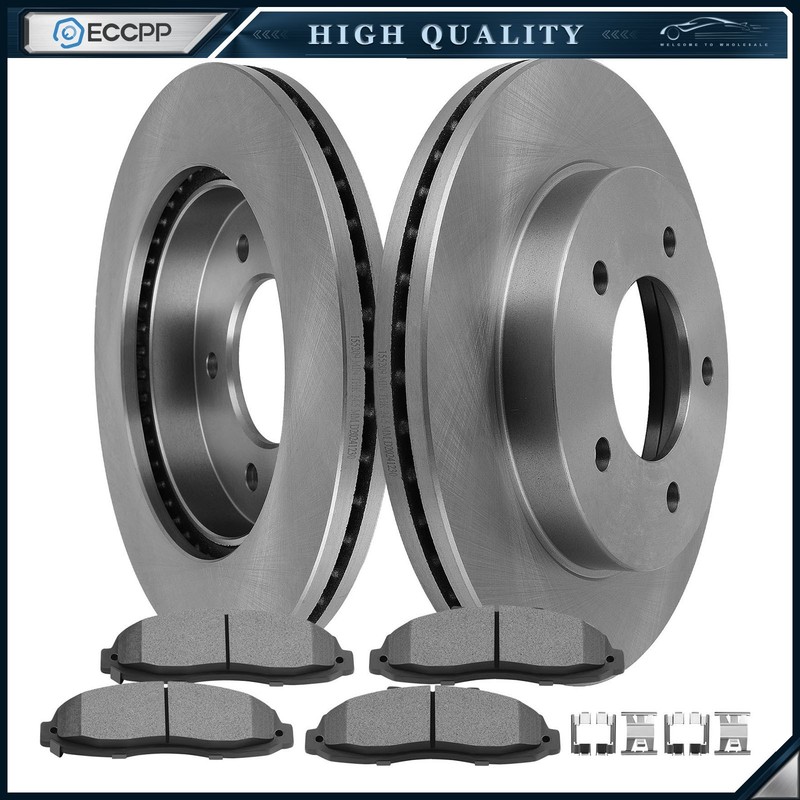 Front Brake Rotors Semi-metallic Pads For Ford F-150 1997-2003 4WD 5 Lug Wheels