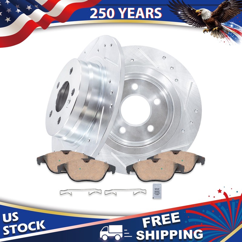 11.81” Rear Drilled Disc Rotors Brake Pads Kit for Mercedes-Benz C250 C300