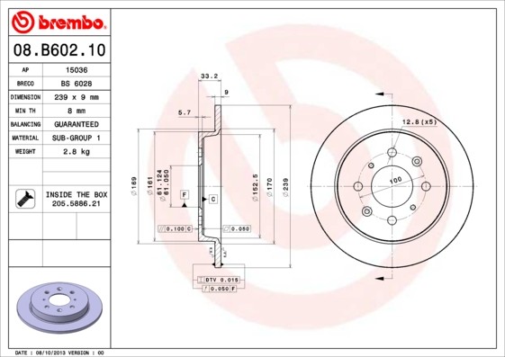 Brembo 08.B602.10 Brake Disc for Honda, Honda (GAC) gallery