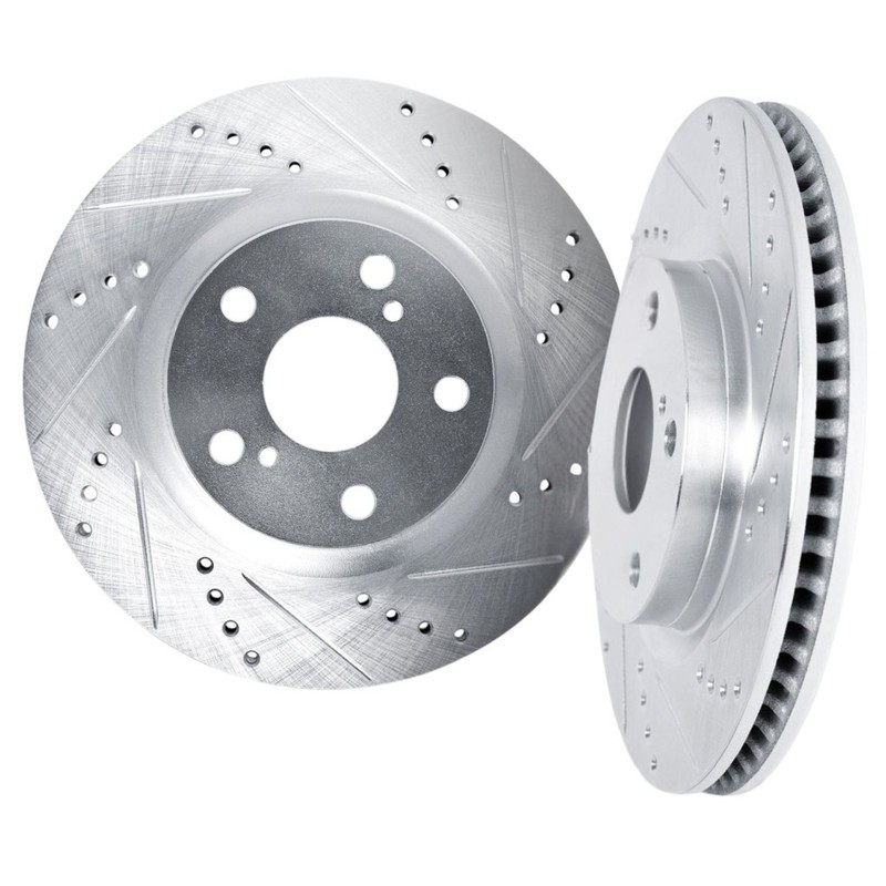 For Ford Edge 2015-2022 Brake Rotor Set | Front | Silver | Drilled And Slotted gallery