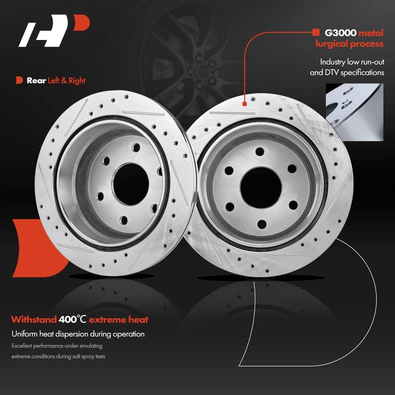 A-Premium Rear Drilled  Brake Rotors & Ceramic Pads for Chevy Silverado 1500 GMC gallery