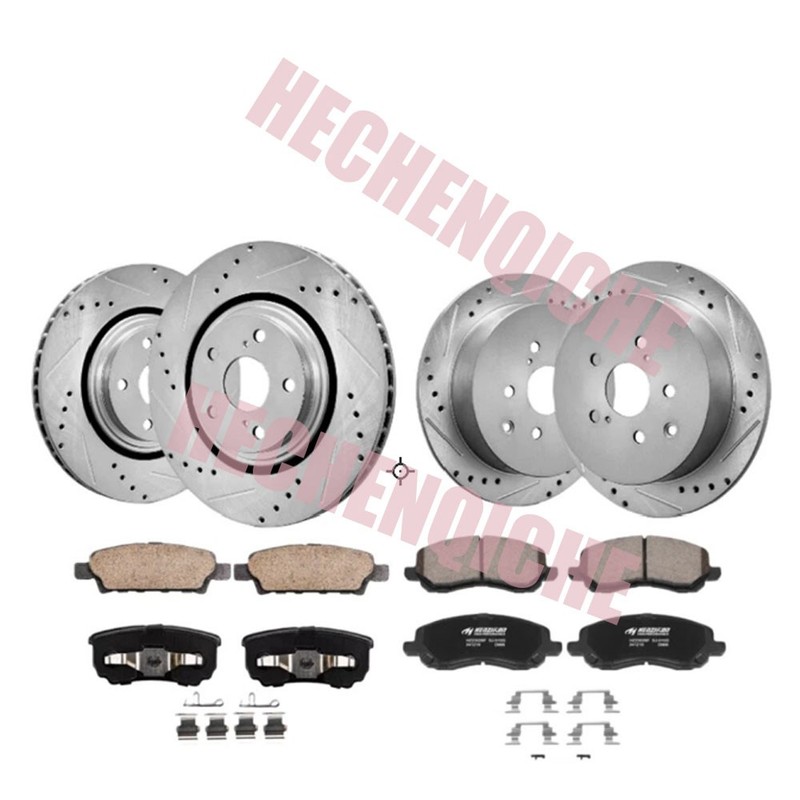 Front Rear DRILLED Disc Rotors And Brake Pads for DODGE CALIBER MITSUBISHI 2012
