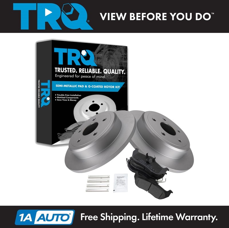 TRQ Rear Semi-Metallic Disc Brake Pad & Coated Rotor Kit for Jeep Truck SUV