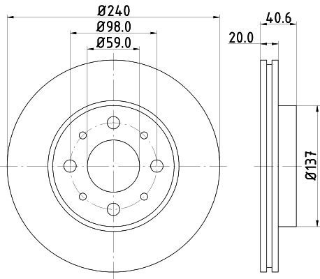 2X Mintex MDC1689 Front Brake Discs 240mm Vented Fits Fiat Ford 500 C Ka Panda