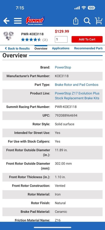 Front Ceramic Brake Pads Disc Rotors gallery