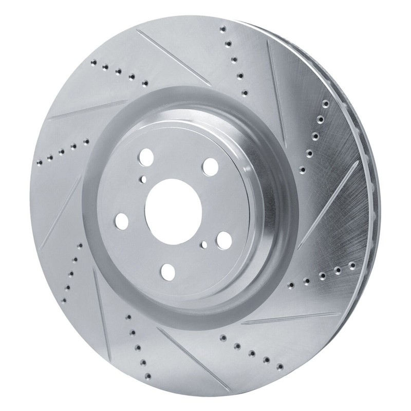 For Lexus LS460 10-17 Brake Rotor eLINE Drilled & Slotted 1-Piece Front Driver