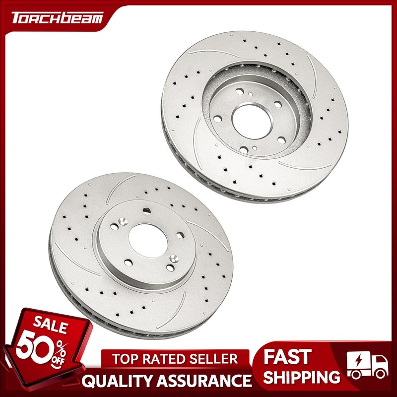2PC Front Drilled Slotted Disc Brake Rotors For 2003-2005 Honda Accord 31275