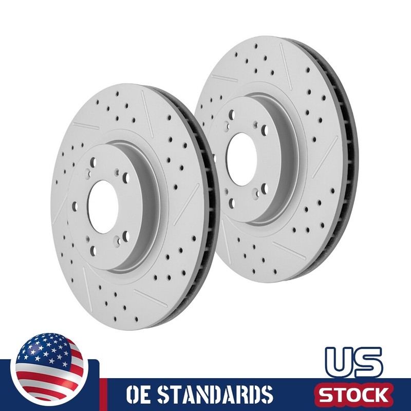 For Acura CSX RSX ILX Honda Civic CR-V Front Drilled Disc Brake Rotors