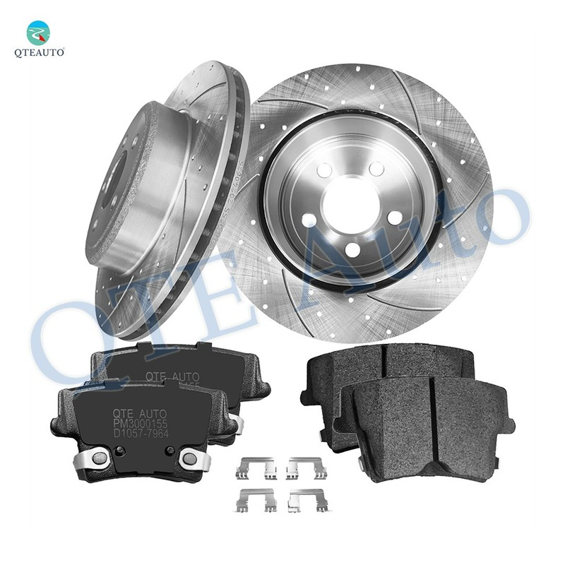 6PC Rear 320mm Drilled Brake Rotors-Ceramic Brake Pad For 2005-2020 Chrysler 300