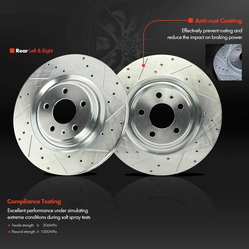 New 6Pcs Drilled Rotors & Ceramic Brake Pad for Audi S4 2010-2016 S5 Rear Side gallery