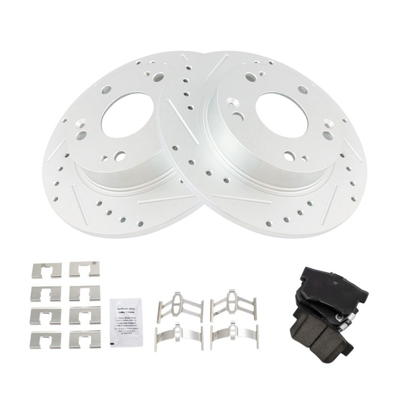 Performance Drilled & Slotted Coated Brake Rotor & Ceramic Pad Rear Kit