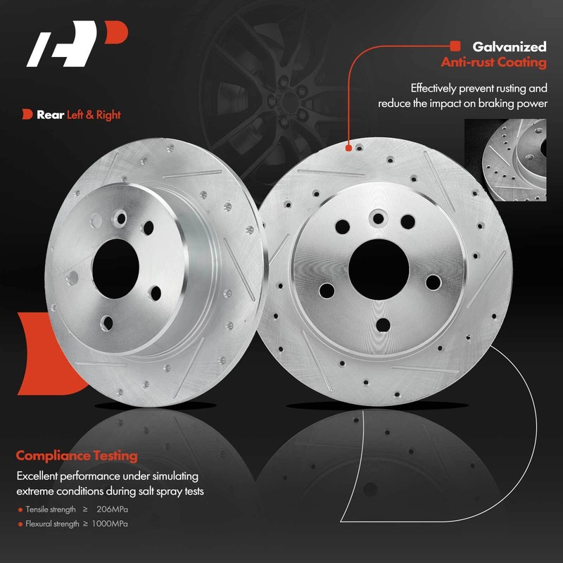 Rear Drilled Brake Rotor & Ceramic Pad + Brake Caliper for Toyota Avalon 00-04 gallery