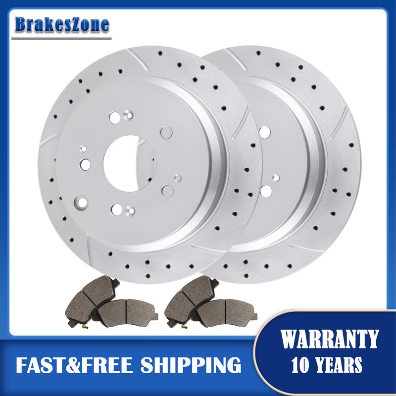 Rear Brake Rotors Pads Kit for Honda Odyssey 2005-2010 Drilled Slotted Brakes