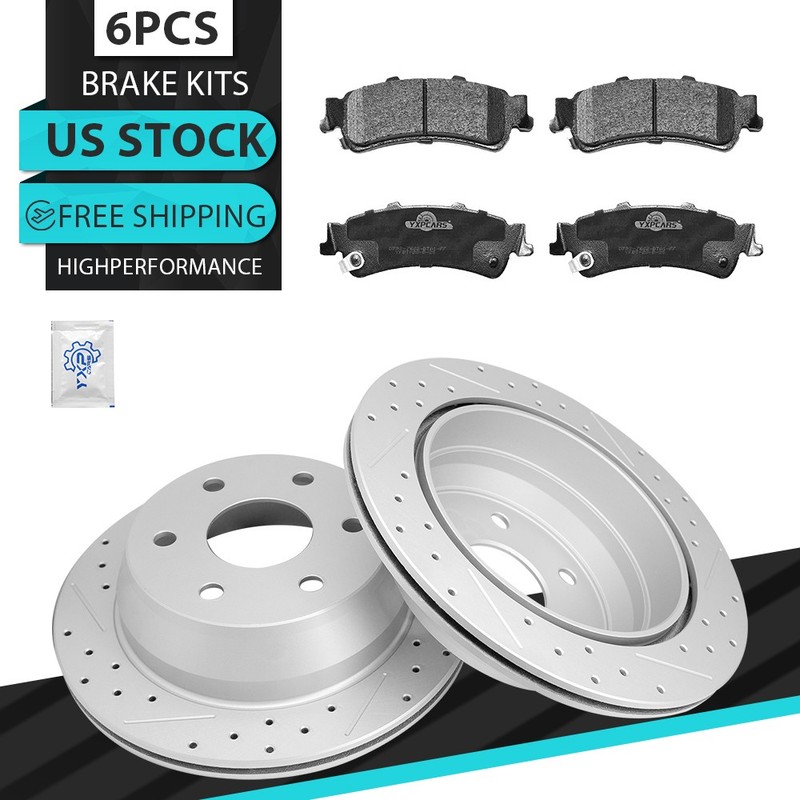 325mm Rear Drilled Rotors Ceramic Pads for Chevy Silverado 1500 Tahoe GMC Yukon