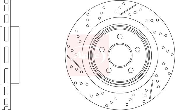 APEC DSK3296 Brake Disc Rear Slotted / Perforated Vented Fits Mercedes CLK SLK