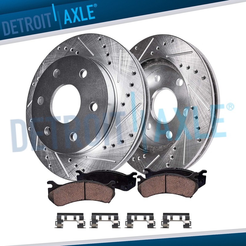 11.89” Front Drilled Rotors Brake Pads for 2006 – 2009 Chevy Trailblazer Envoy