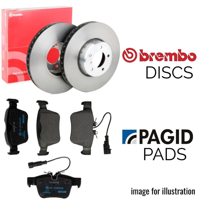 BREMBO REAR BRAKE DISCS & PAGID PADS FOR VOLVO S90 2.0 D5 POWERPULSE AWD 2016+