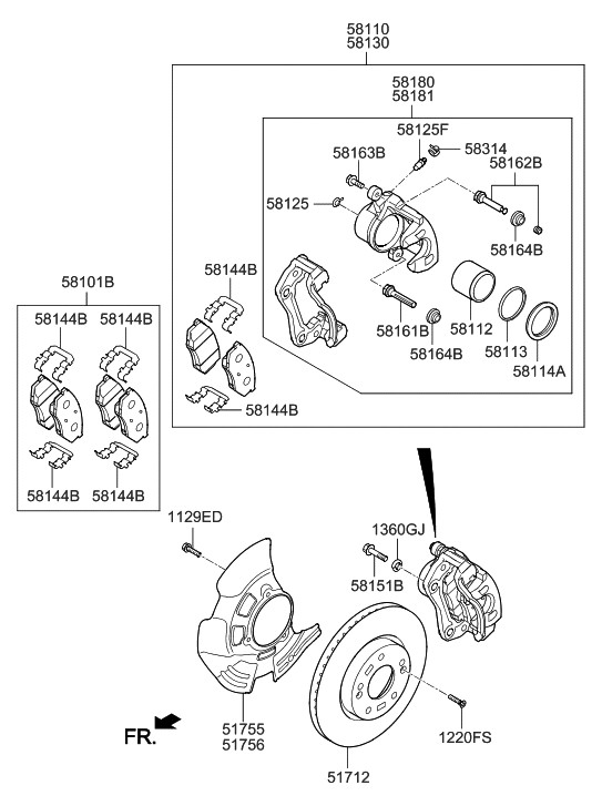 GENUINE BRAKE ASSY-FR,LH 581101R000 for PRIDE 15 gallery